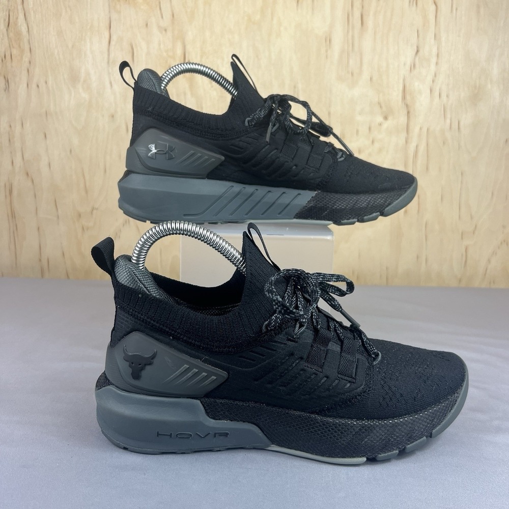 Under Armour HOVR Project Rock Mens Sz 8 Black Gray Athletic Running Shoes